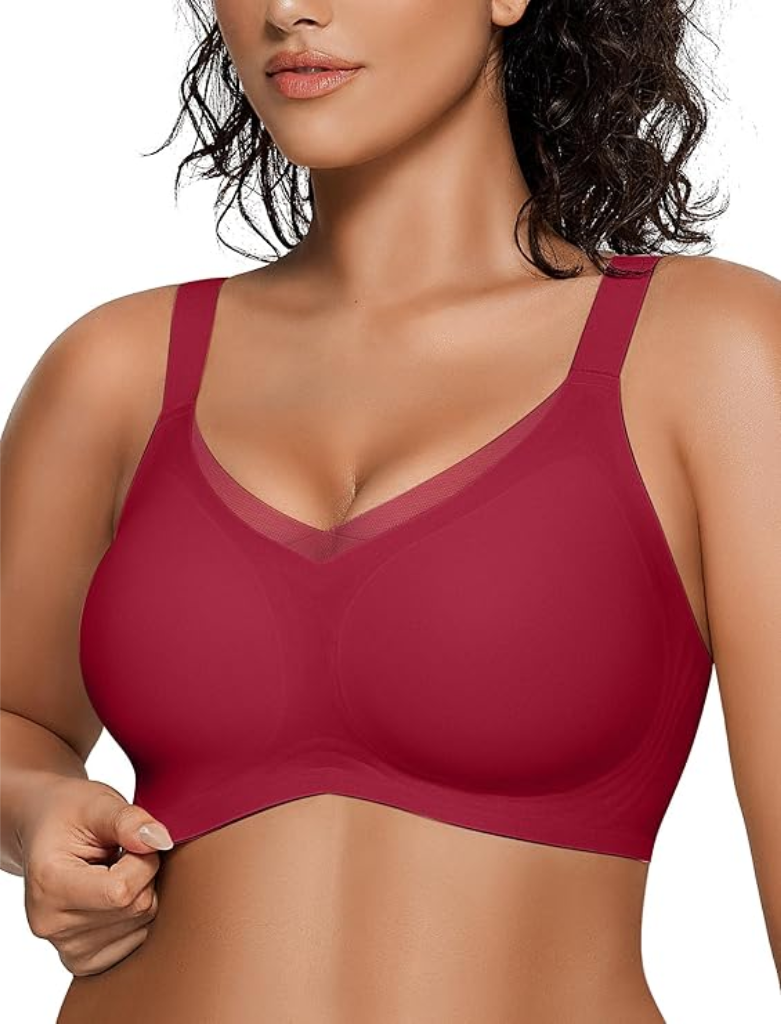 Wireless V Neck Crossover Mesh Bra
