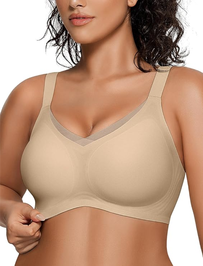 Wireless V Neck Crossover Mesh Bra