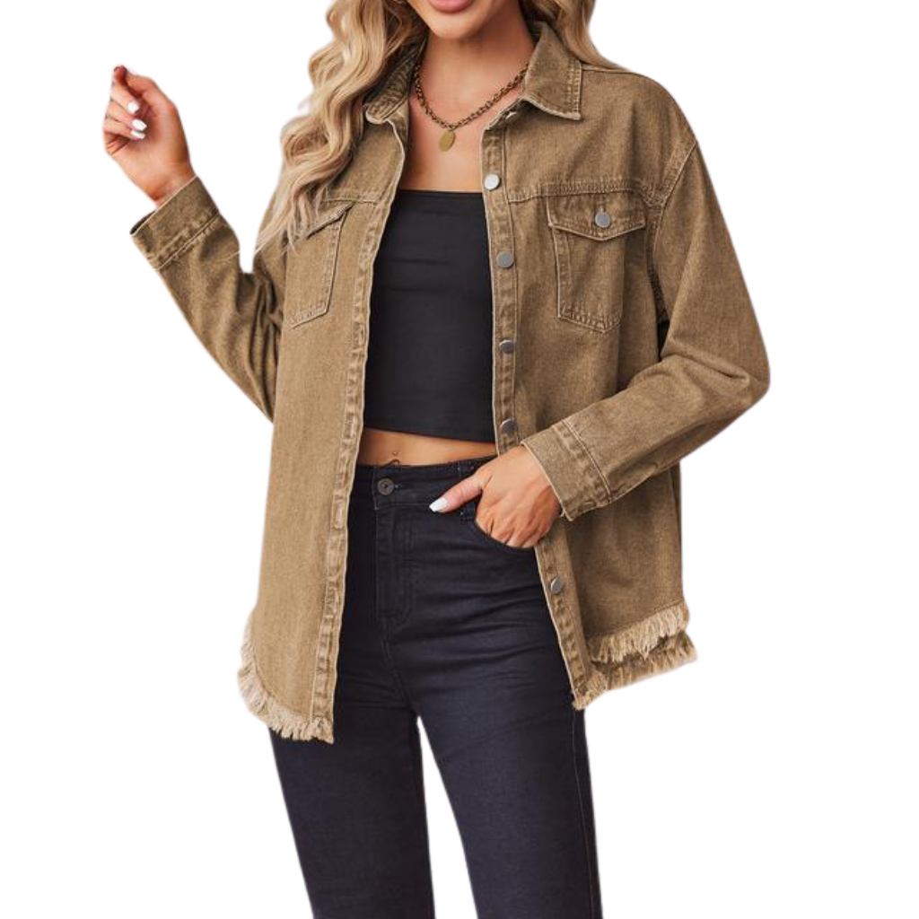 Frayed Hem Denim Jacket
