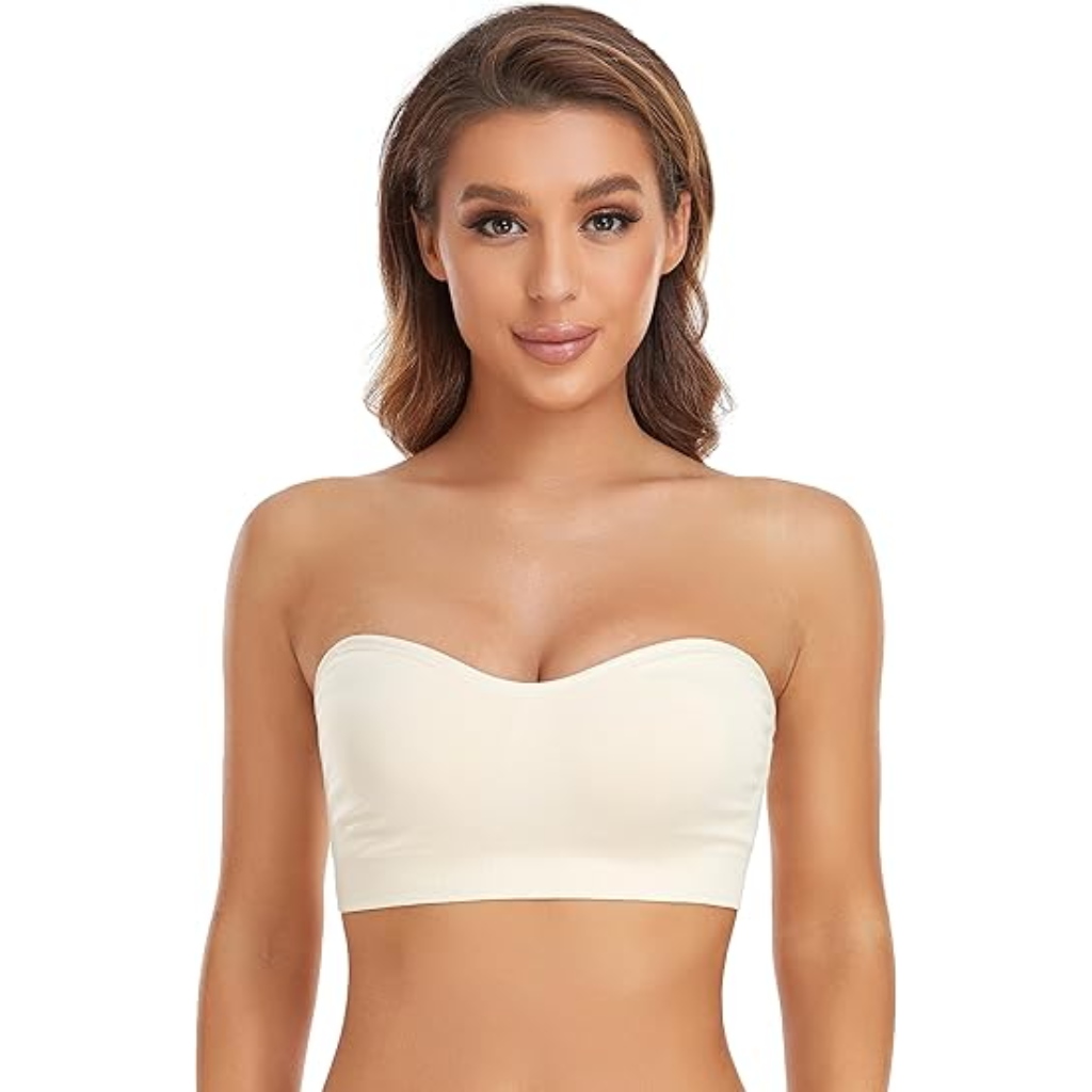 Non-Slip Silicone Padded Bandeau Wireless Bra