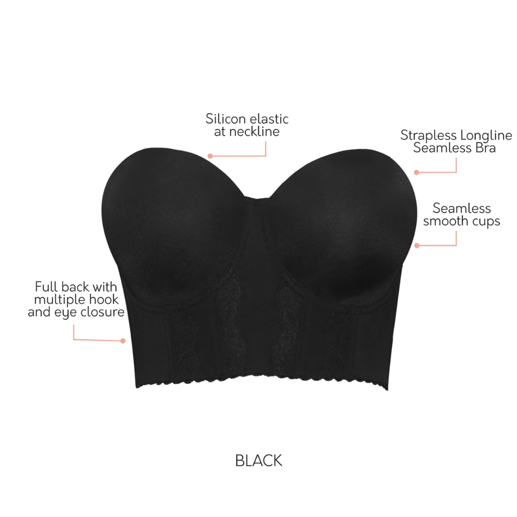 Full Bust and Full Figure Strapless Longline Bra