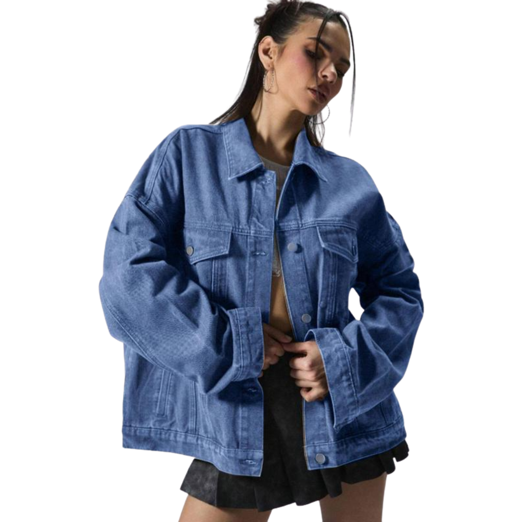 Oversized Button-Up Denim Jacket