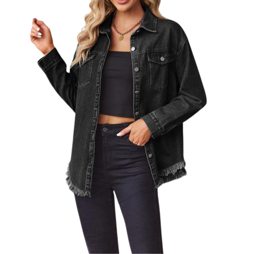 Frayed Hem Denim Jacket