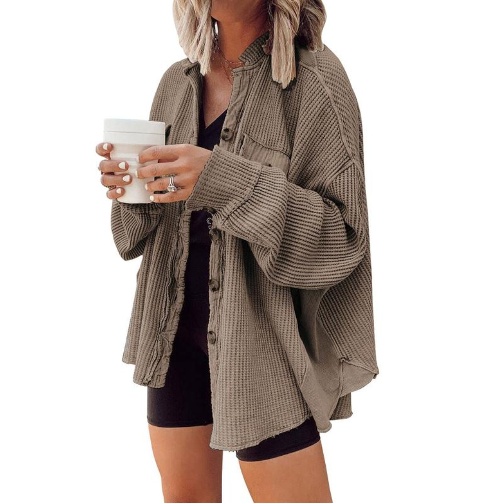 Waffle Knit Button Down Shacket