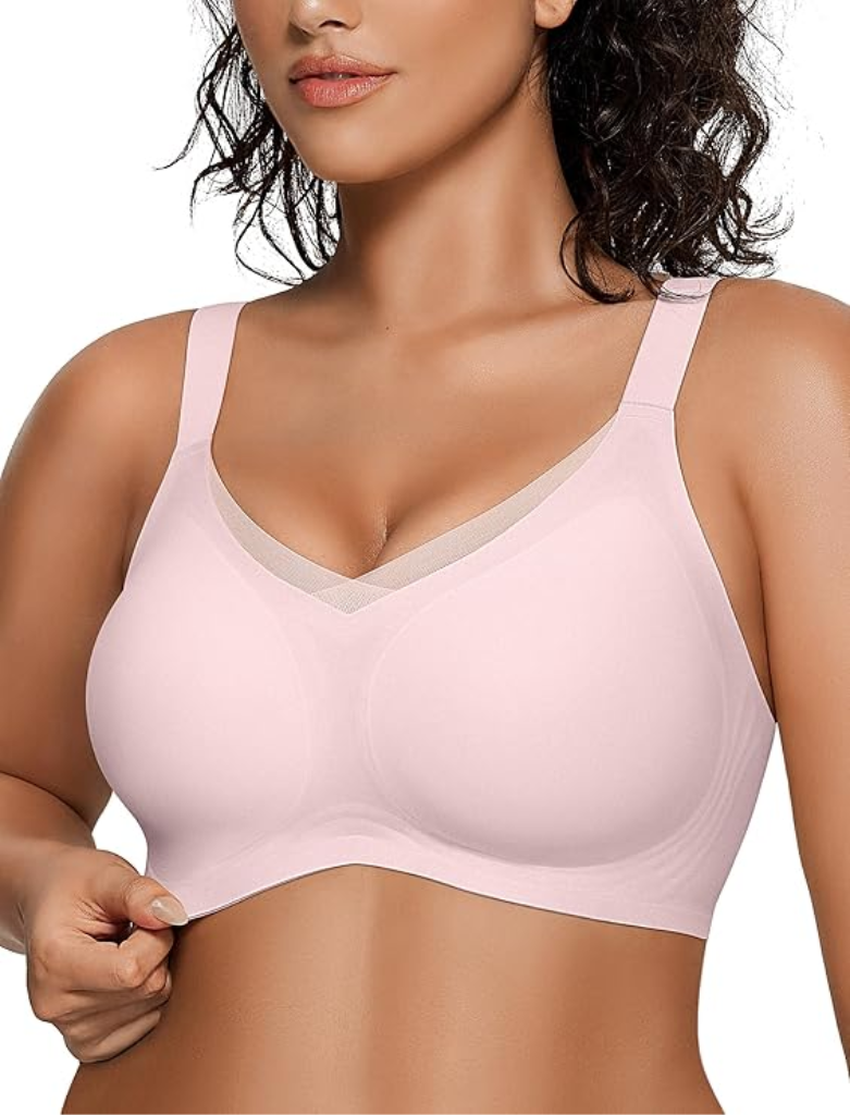 Wireless V Neck Crossover Mesh Bra