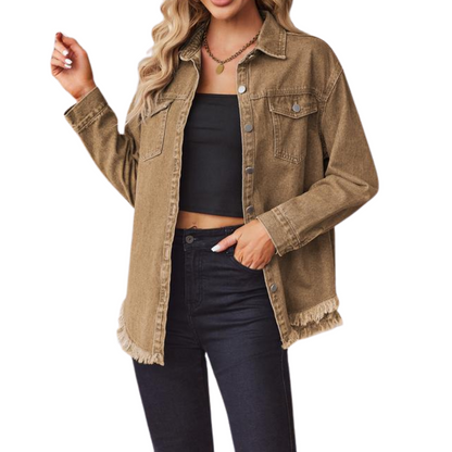 Frayed Hem Denim Jacket