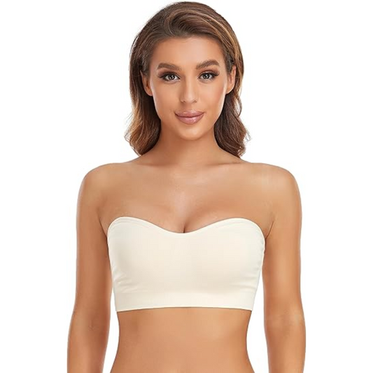 Non-Slip Silicone Padded Bandeau Wireless Bra