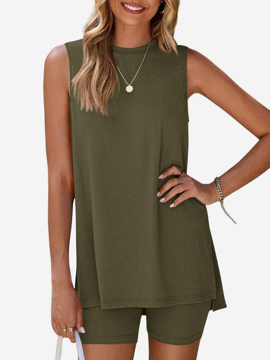 Sleeveless 2 piece knit set