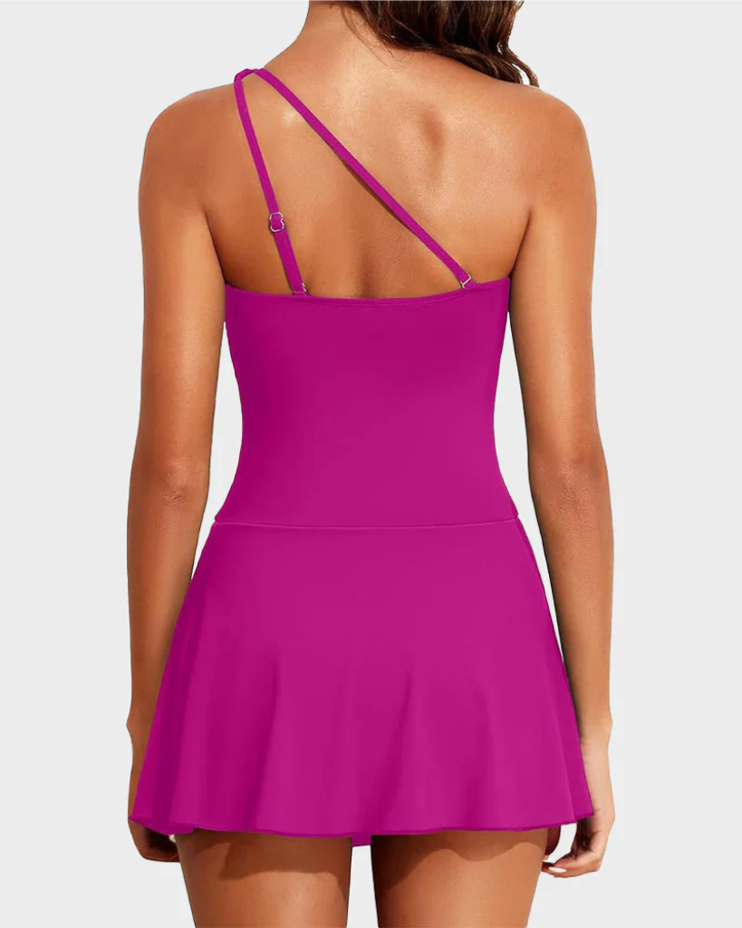 Adorella® One-Shoulder Skirted Swimdress