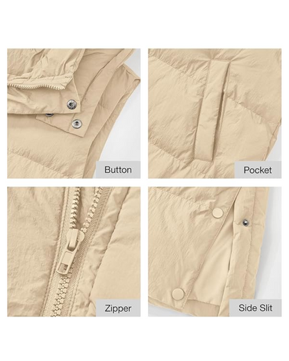 Long Puffer Vest with Hood