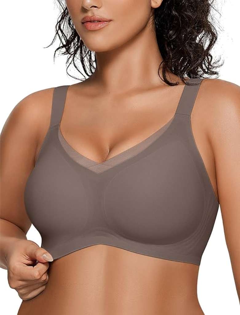 Wireless V Neck Crossover Mesh Bra